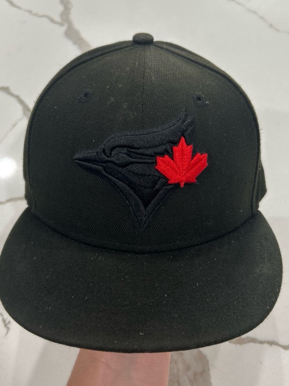 New Era Black Fitted Blue Jays Cap with Red Maple Leaf